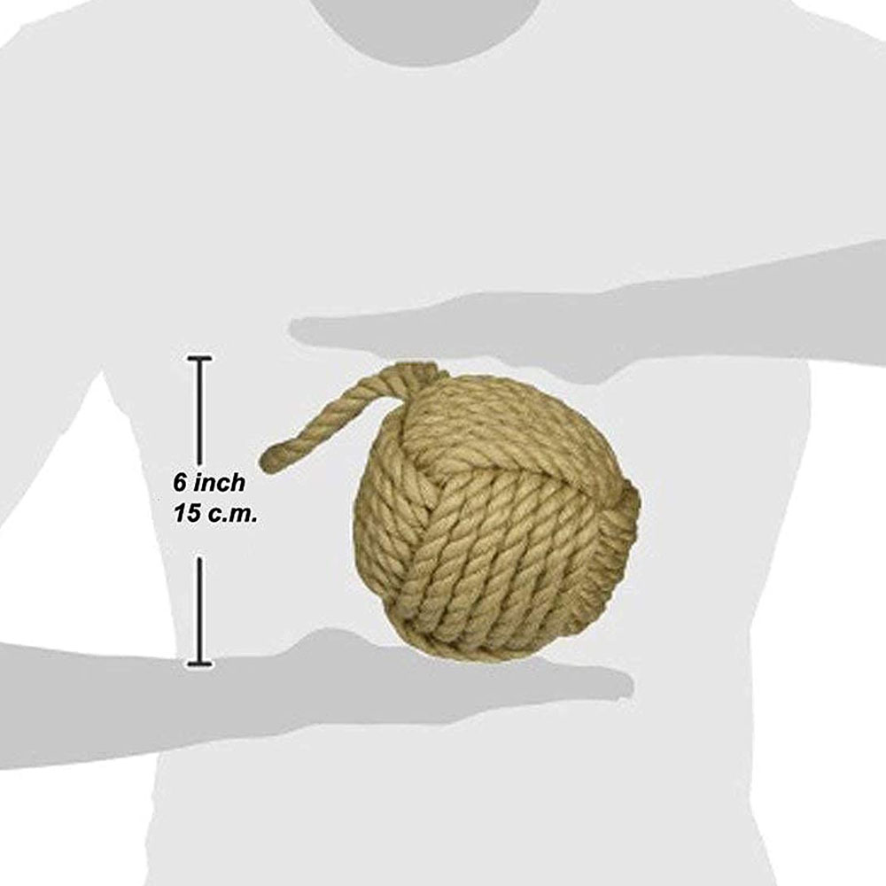 Marseille Monkey Knot Jute Rope Door Stopper Handmade Rope Jute (4 lbs) - Jute - Image 4
