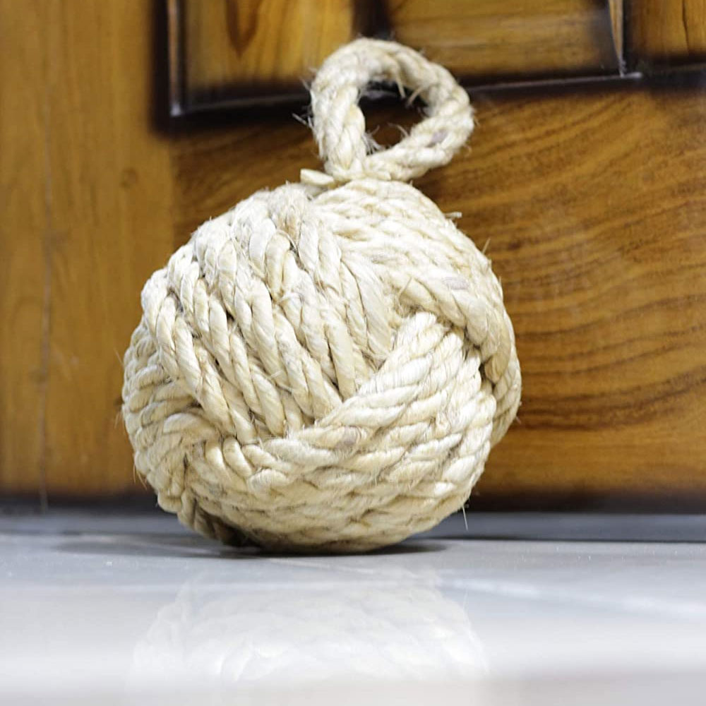 Marseille Monkey Knot Jute Rope Door Stopper Handmade Rope Jute (4 lbs) - Jute - Image 6