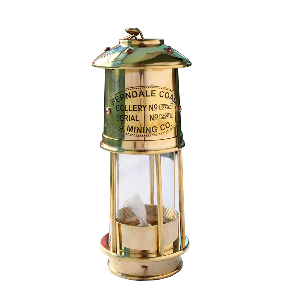 Oil Lanterns - Antique Brass Ferndale Coal Nautical Minor Oil Lamp 7" - Ship Lanterns (Brass)
