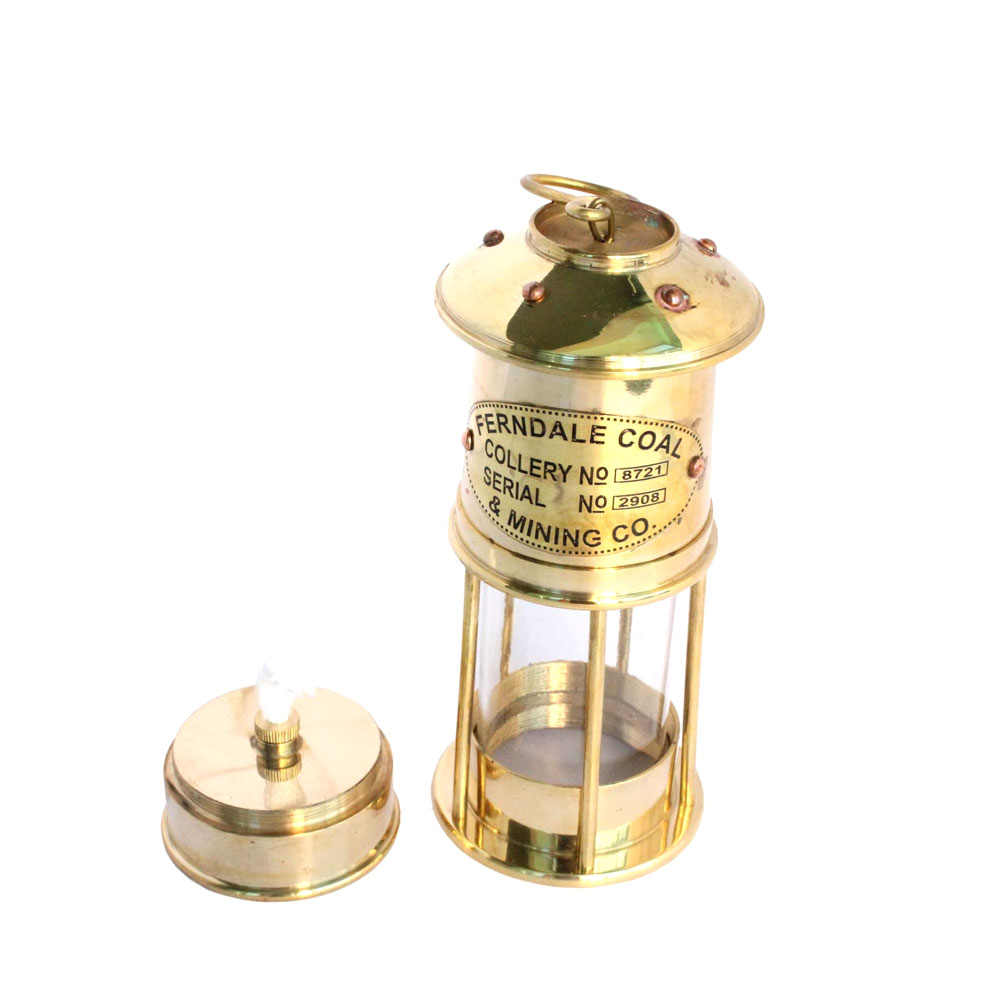 Oil Lanterns - Antique Brass Ferndale Coal Nautical Minor Oil Lamp 7" - Ship Lanterns (Brass) - Image 2