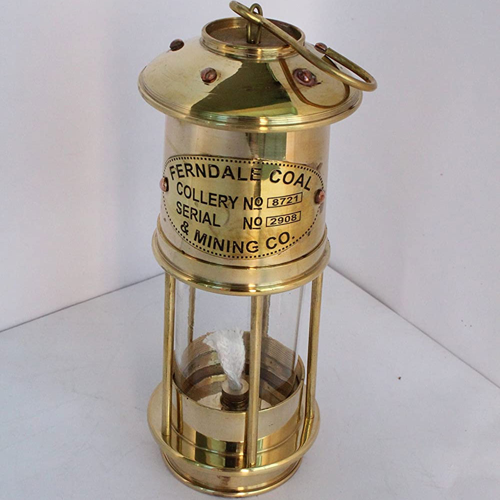 Oil Lanterns - Antique Brass Ferndale Coal Nautical Minor Oil Lamp 7" - Ship Lanterns (Brass) - Image 5