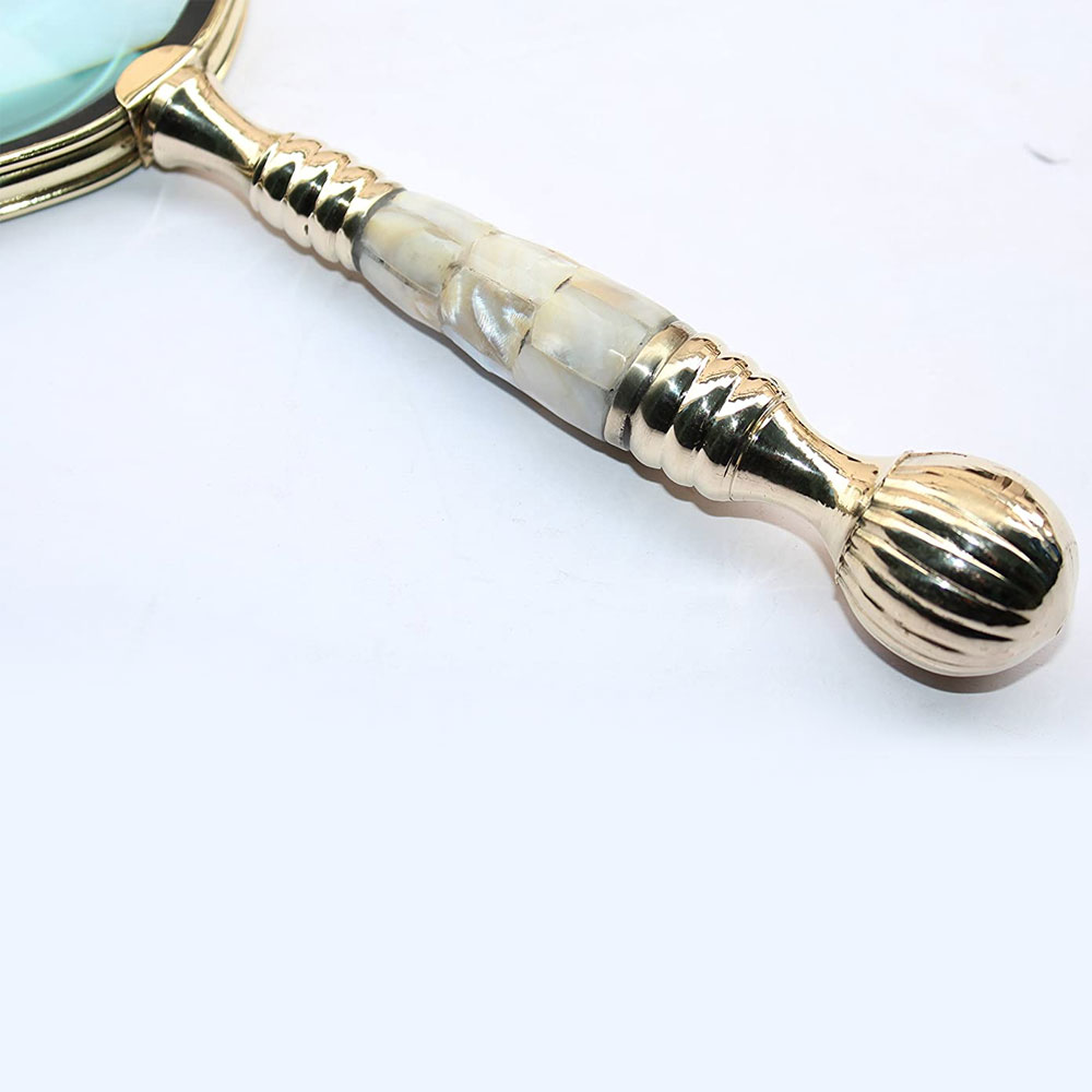 Vintage Style Brass & Mother of Pearl Magnifying Glass Magnifier - Image 2
