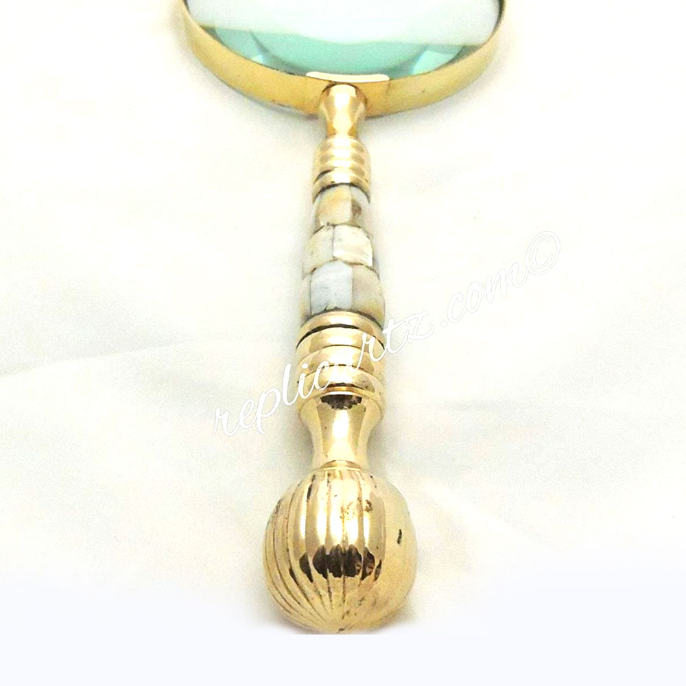 Vintage Style Brass & Mother of Pearl Magnifying Glass Magnifier - Image 5