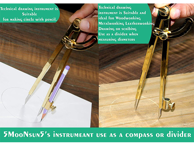 8 Inch Large Pencil Marking Compass Circle Leather Scratch Compass - Image 2
