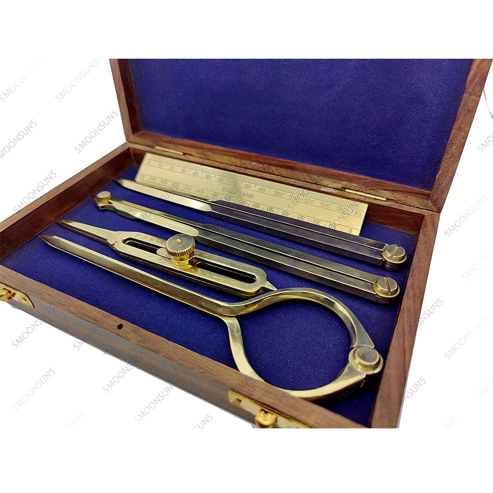 Proportional Divider Set of 5, Full Brass dividers with Executive Wooden Box. - Image 6