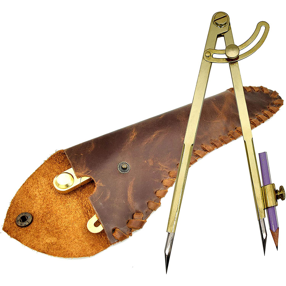 Large Pencil Marking Compass Circle Leather Scratch, Wing Divider, leather cover