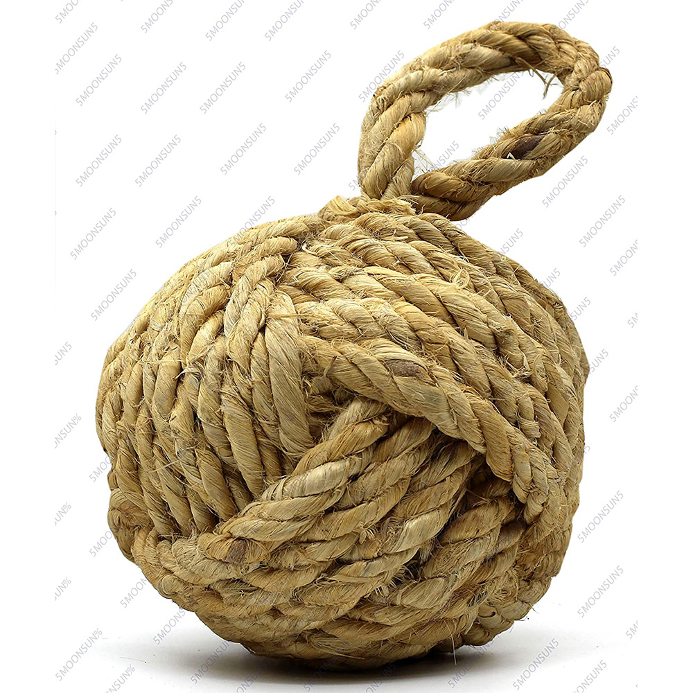 Marseille Monkey Knot Jute Rope Door Stopper Handmade Rope Jute (4 lbs) - Jute