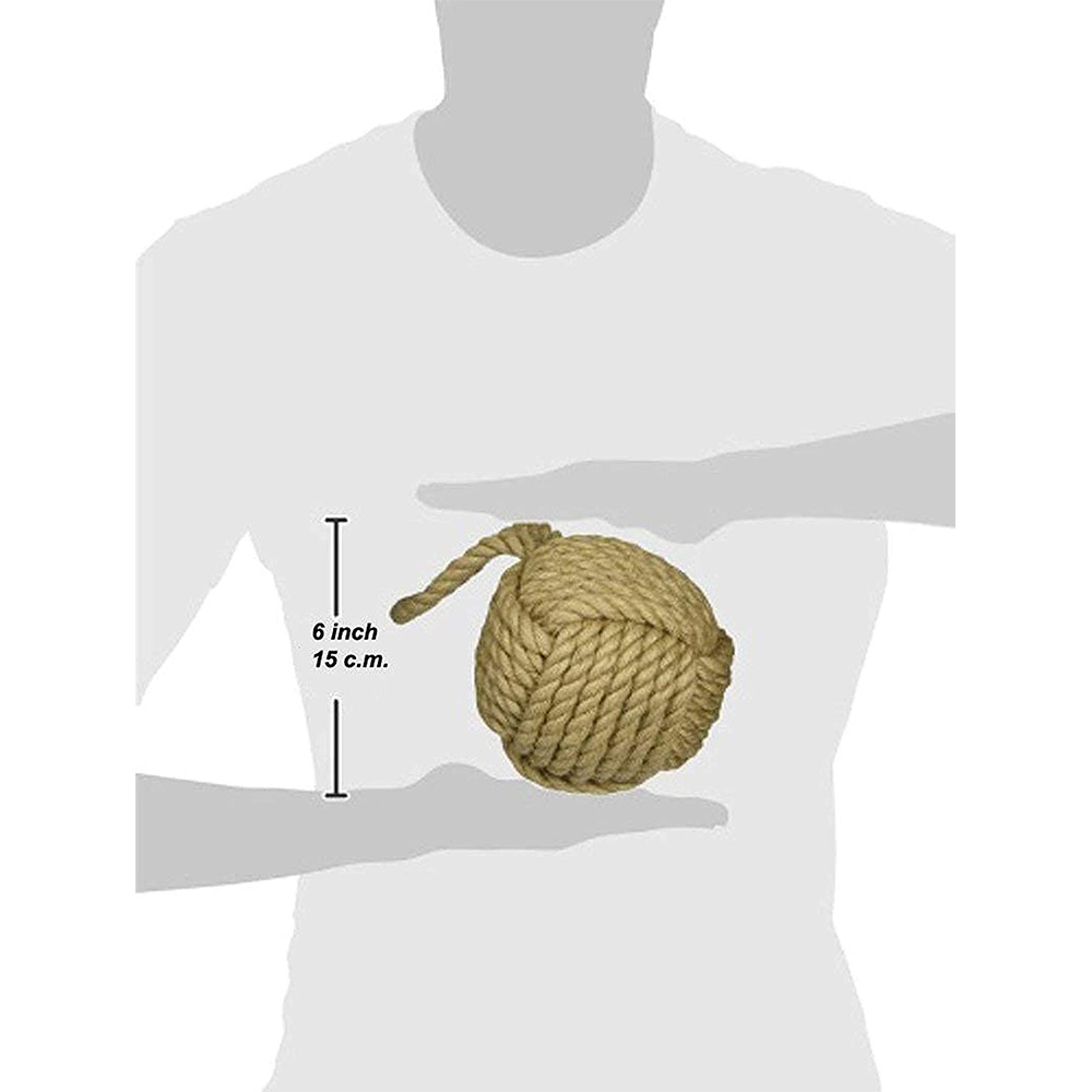 Marseille Monkey Knot Jute Rope Door Stopper Handmade Rope Jute (4 lbs) - Jute - Image 4