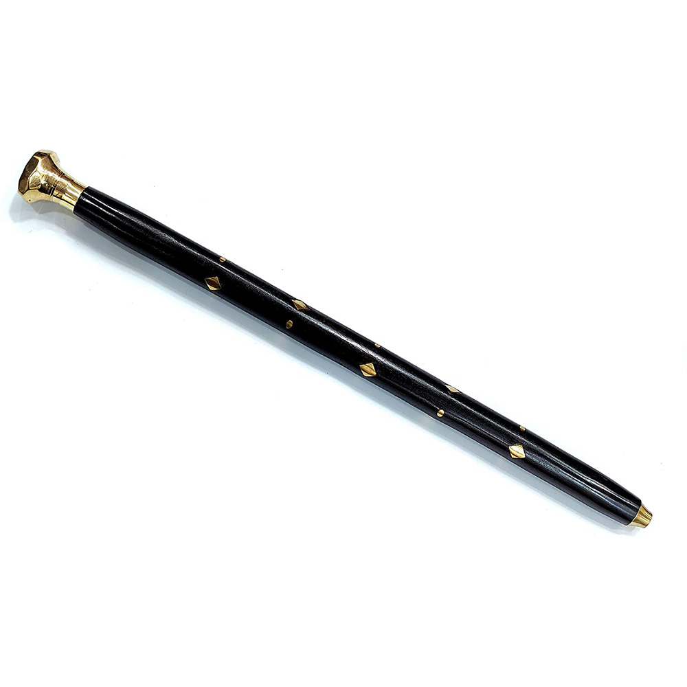 Handcrafted Walking Rule Swagger Wooden Stick 24 inch with Brass Handle