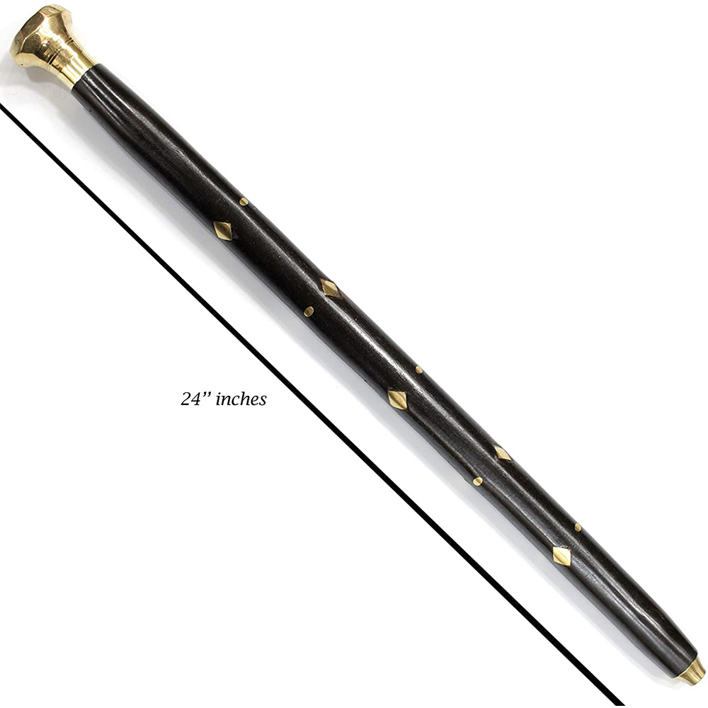 Handcrafted Walking Rule Swagger Wooden Stick 24 inch with Brass Handle - Image 3