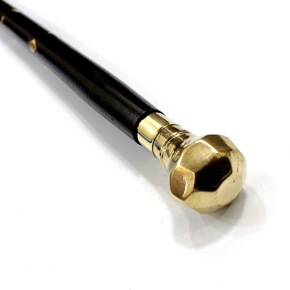 Handcrafted Walking Rule Swagger Wooden Stick 24 inch with Brass Handle - Image 4
