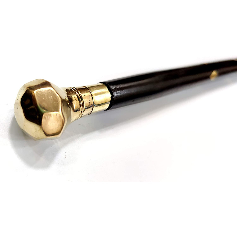 Handcrafted Walking Rule Swagger Wooden Stick 24 inch with Brass Handle - Image 5