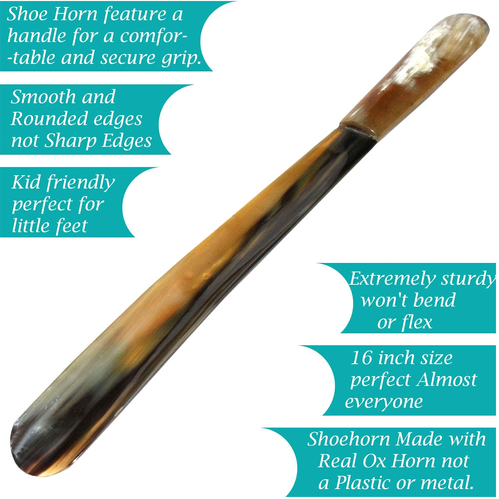 Shoe Horn Made with Real Horn Handmade. Best Gift Idea Home or Travel Use.(16 inch) - Image 2