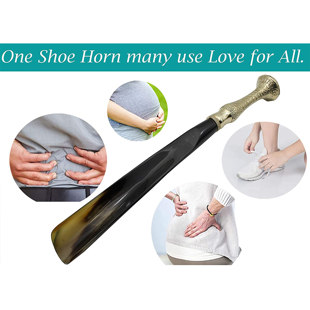Shoe Horn Made with Real Horn Handmade.Home or Travel .(16''brass) - Image 4