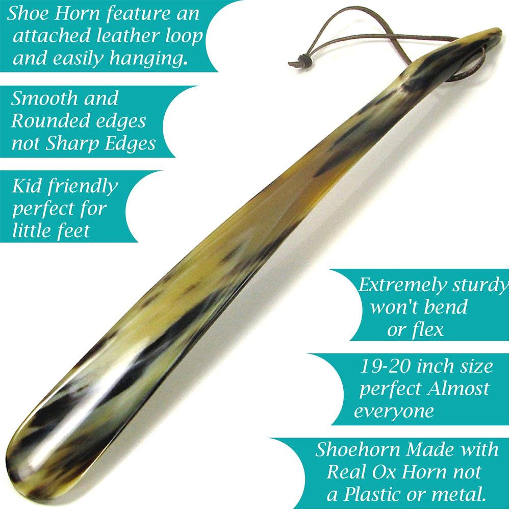 Shoe Horn Made with Real Horn Handmade. Best Gift Idea Home or Travel Use.(20 inch) - Image 2