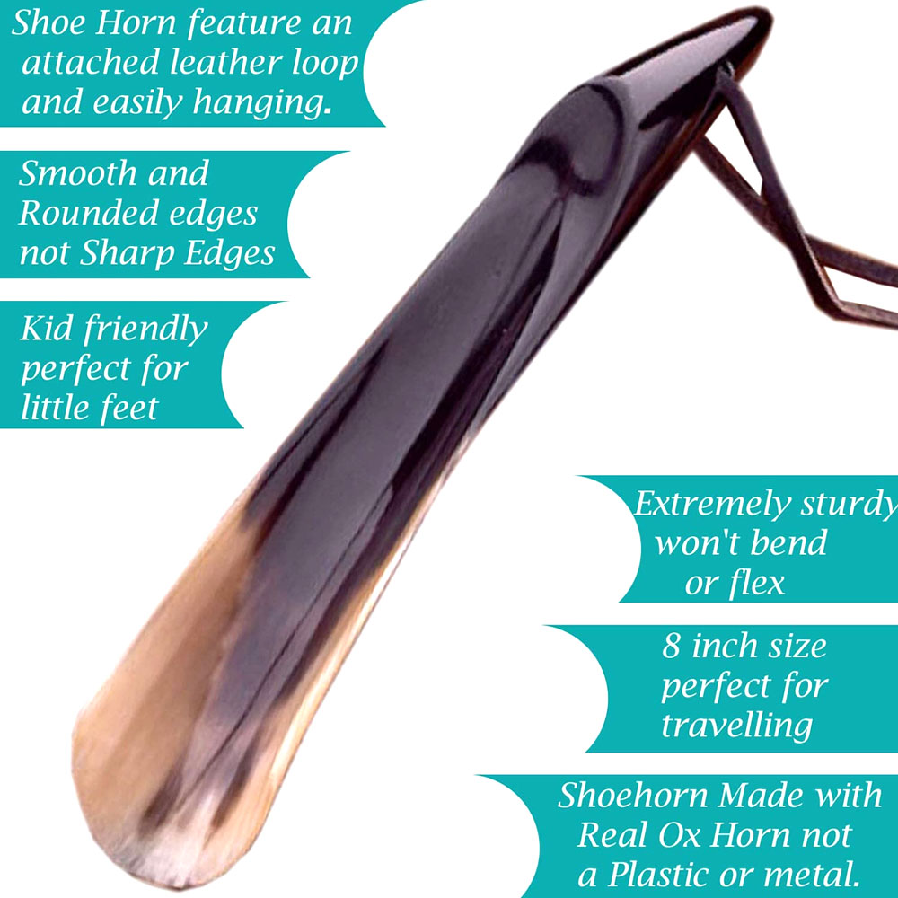 Shoe Horn Made with Real Horn Handmade. Best Gift Idea Home or Travel Use-8 inch - Image 2