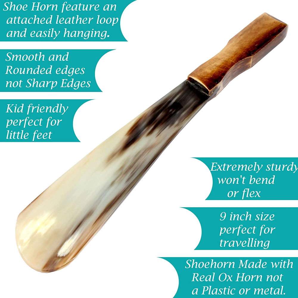 Shoe Horn Made with Real Horn Handmade. Best Gift Idea Home or Travel Use.(9inch) - Image 3