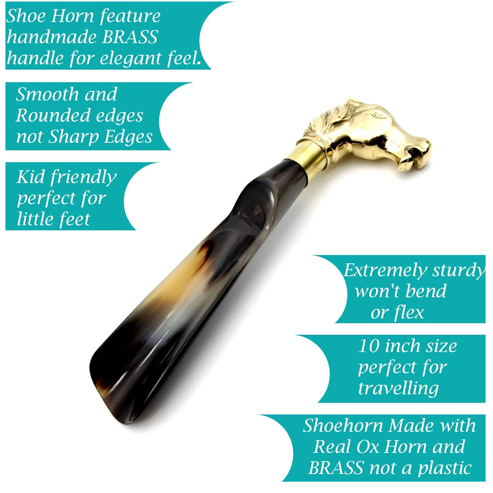 Long Handled Made with Brass Horn Home or Travel use (10 inch) - Image 2