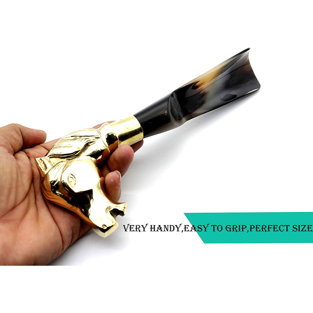 Long Handled Made with Brass Horn Home or Travel use (10 inch) - Image 3