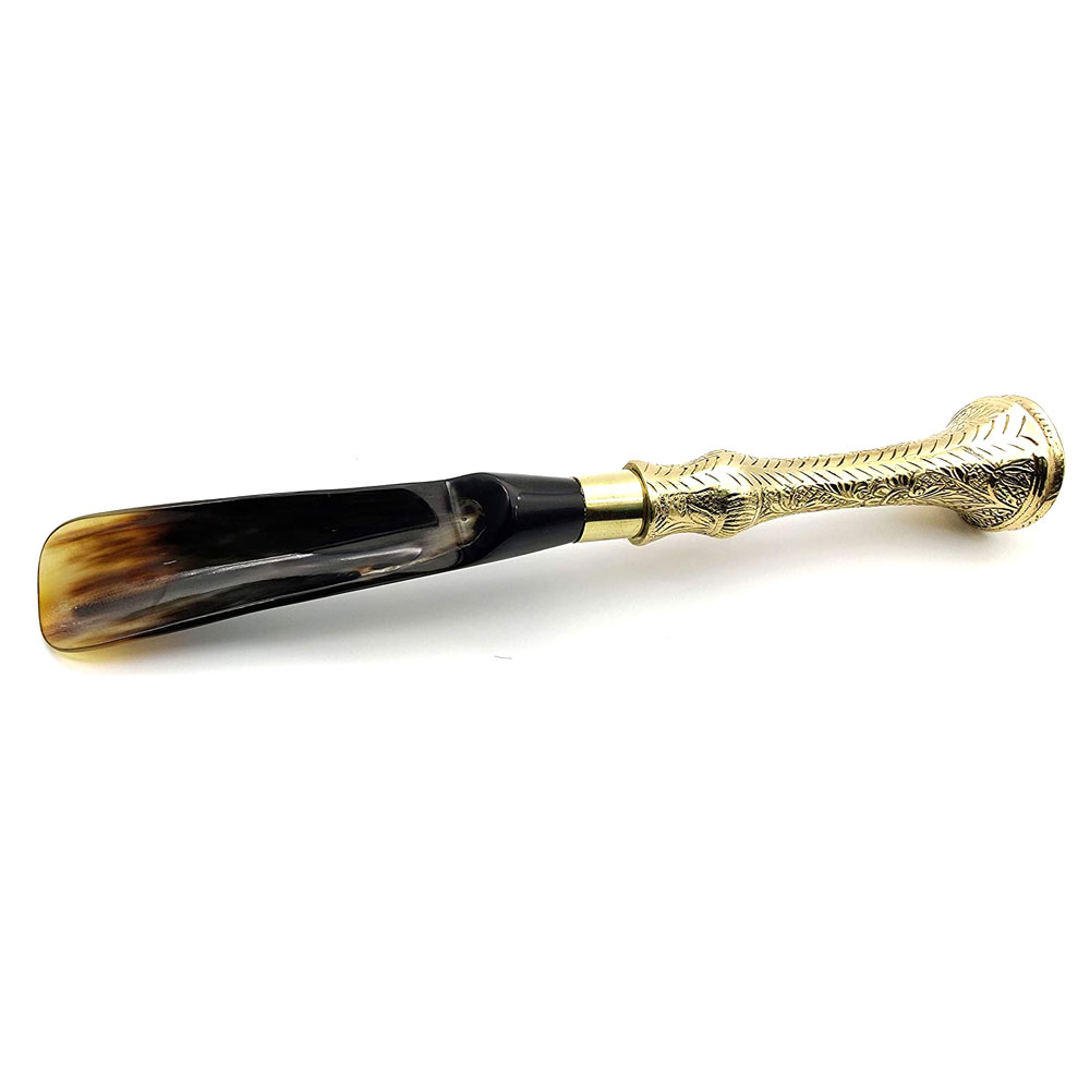 Long Handled Made with Horn and Brass Shoe Horn, Handmade Shoe Horn (12.5 inch)