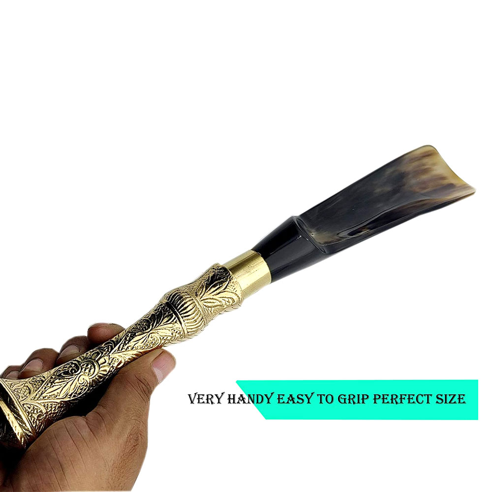 Long Handled Made with Horn and Brass Shoe Horn, Handmade Shoe Horn (12.5 inch) - Image 5