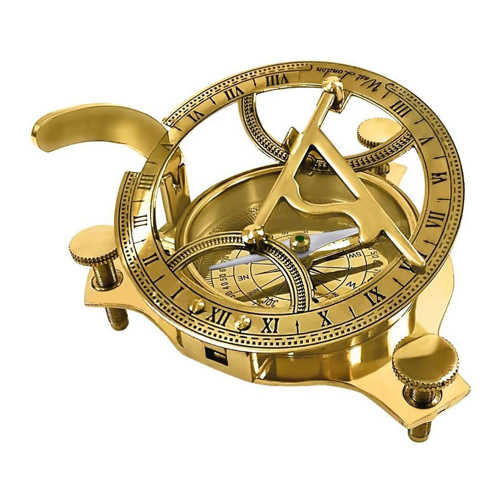 4" Sundial Compass - Solid Brass Sun Dial - Image 2