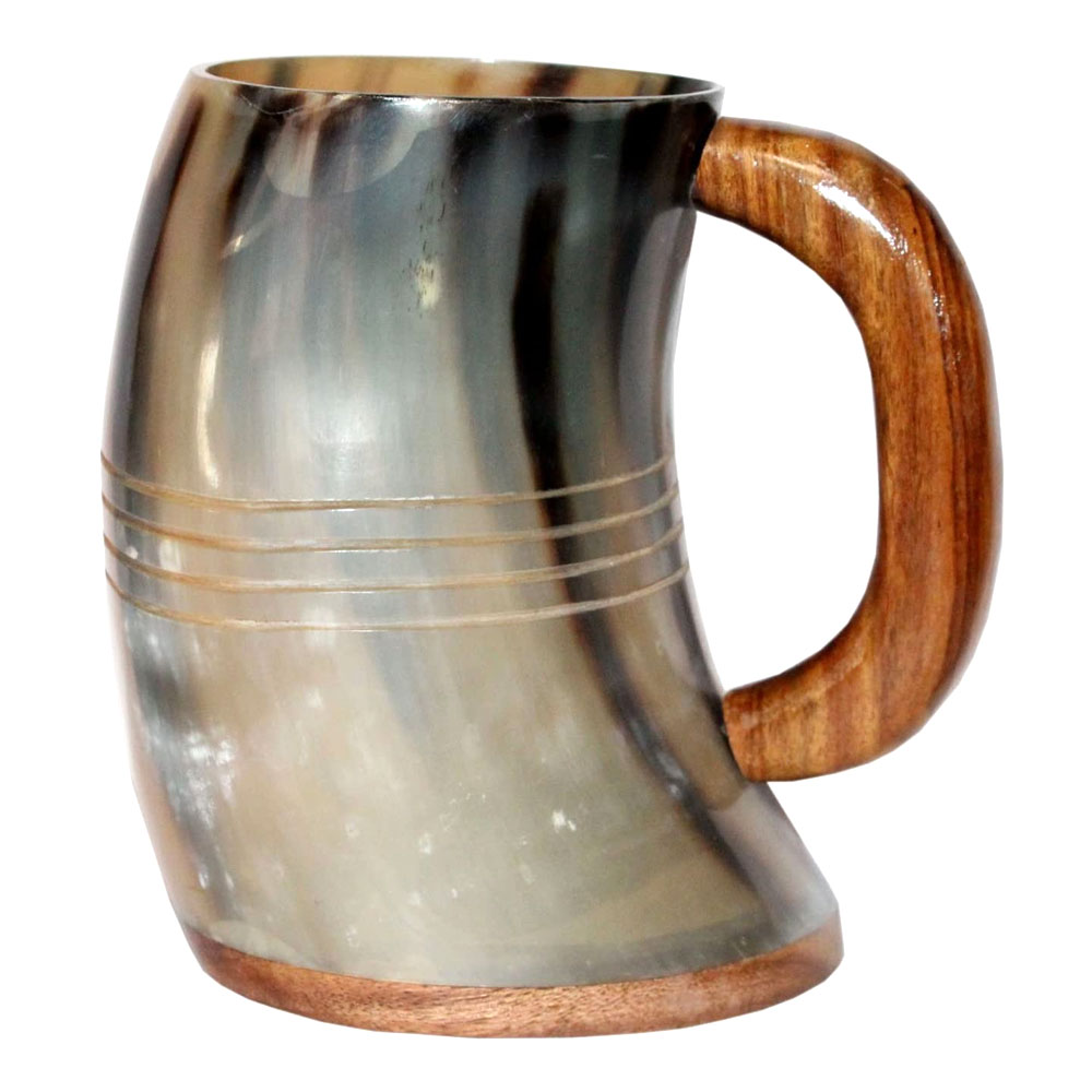 VIKING DRINKING HORN MUG Handcrafted Ox Cup Goblet With This Large Tankard (20oz)
