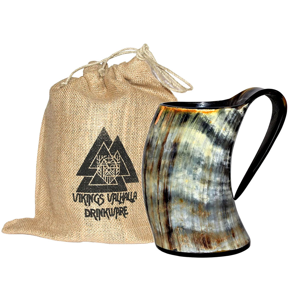Vikings Valhalla Cup Drinking Horn Tankard Authentic Medieval Inspired drinking Mug (20oz)