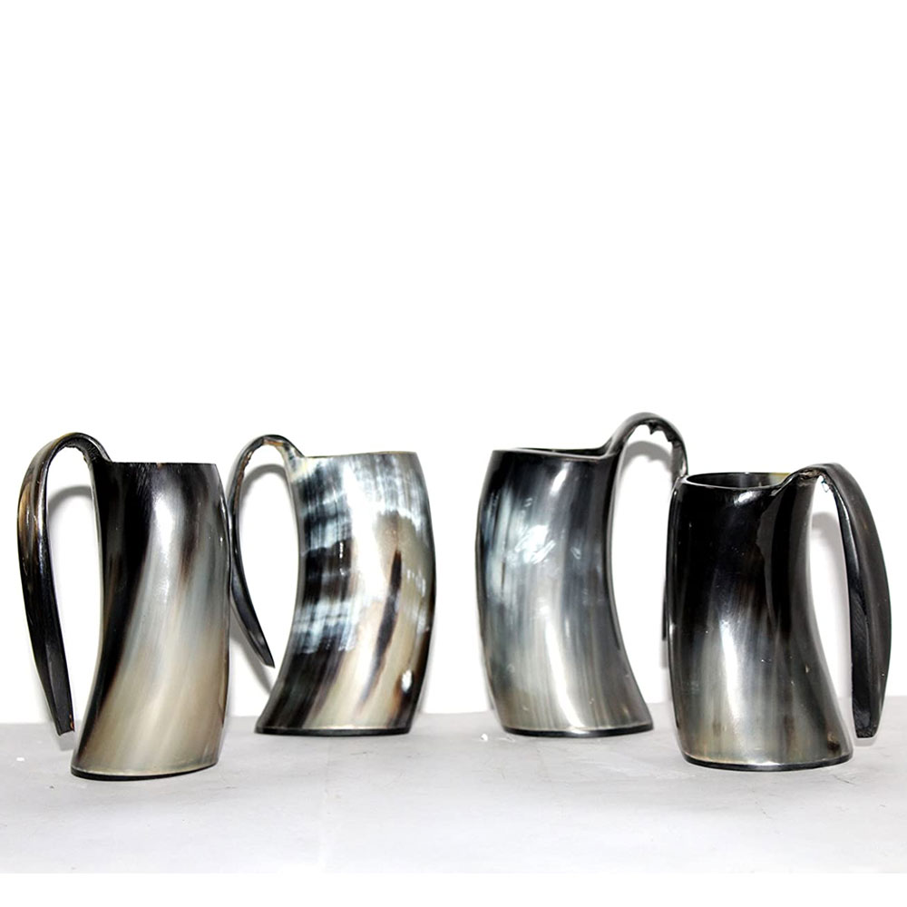Viking Drinking Horn Cup Tankard Handcrafted Ox Cup Goblet (16oz) set of 4 - Image 5
