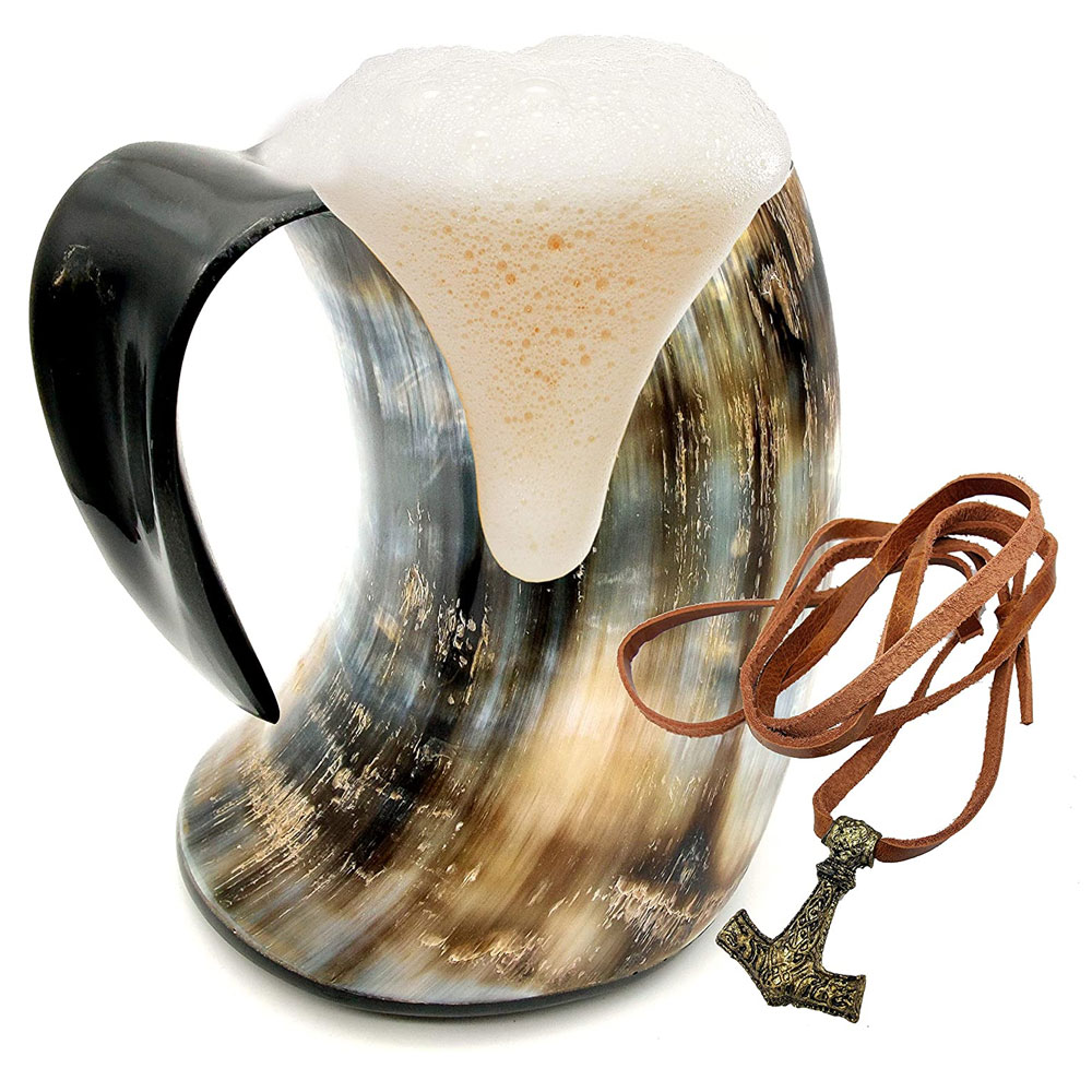 Viking Cup Drinking Horn Tankard Authentic Medieval Inspired drinking Mug (16oz)