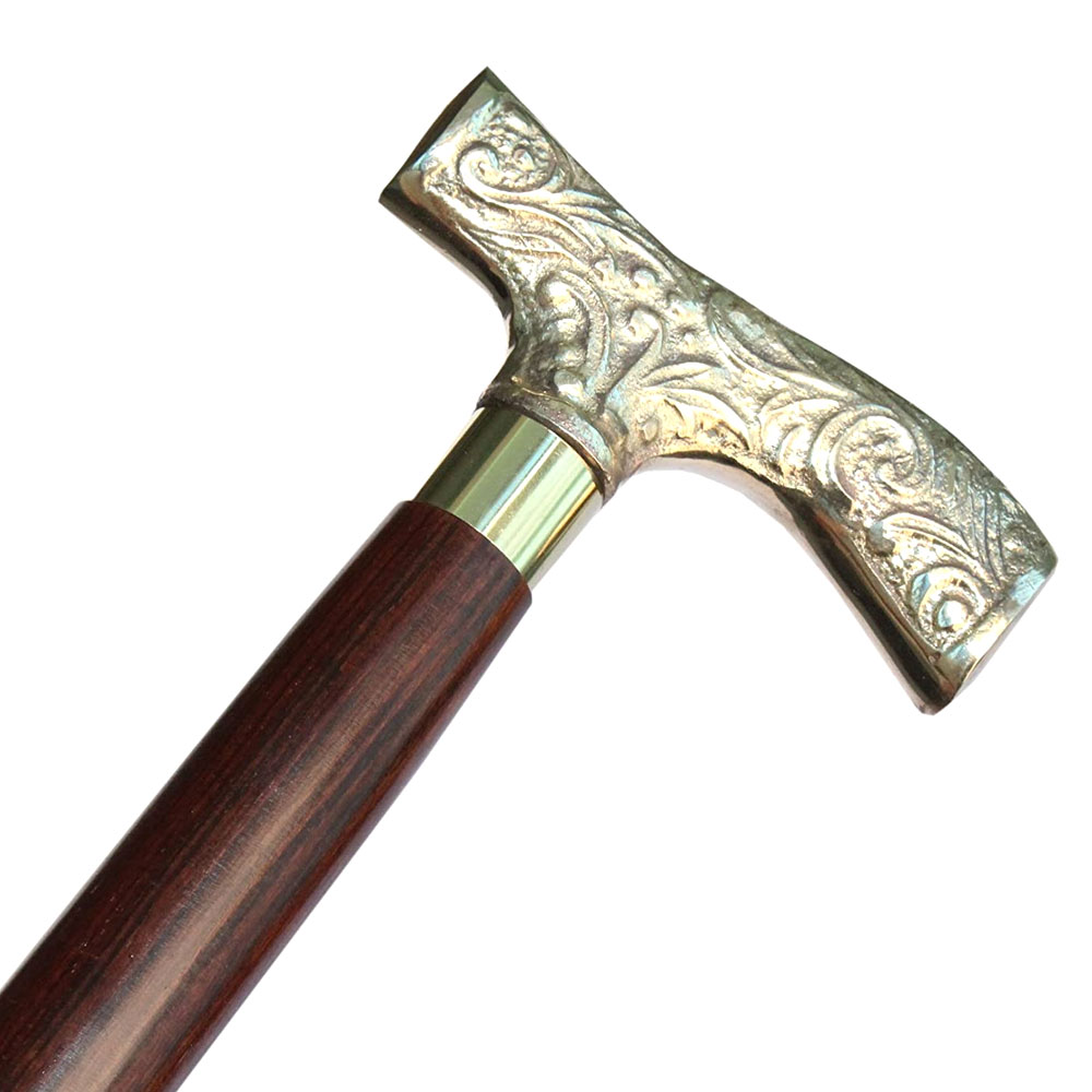 MoonSun Walking Stick top Brass Crafted Wooden Staff Handmade Collectible Stick