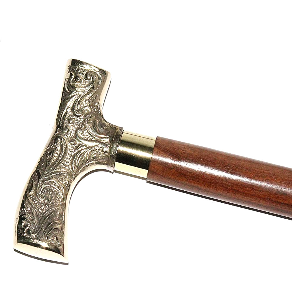 MoonSun Walking Stick top Brass Crafted Wooden Staff Handmade Collectible Stick - Image 2