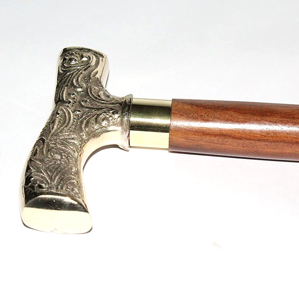 MoonSun Walking Stick top Brass Crafted Wooden Staff Handmade Collectible Stick - Image 3