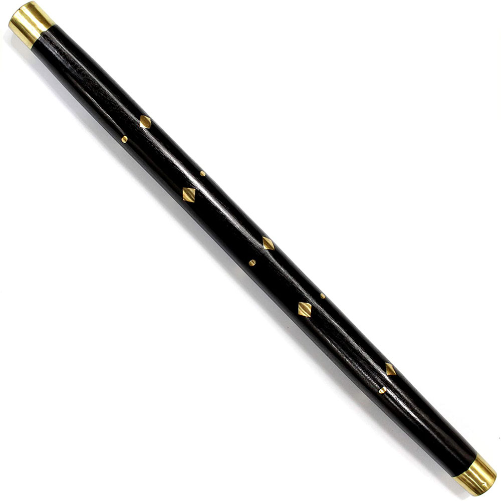 Handcrafted Black Walking Rule Swagger Wooden Stick with Brass Inlay Design 22inch - Image 2