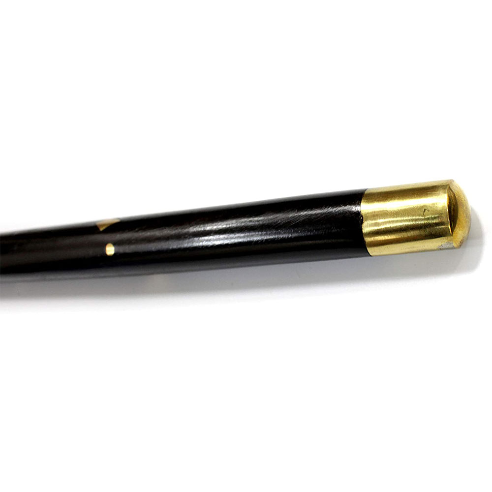 Handcrafted Black Walking Rule Swagger Wooden Stick with Brass Inlay Design 22inch - Image 5
