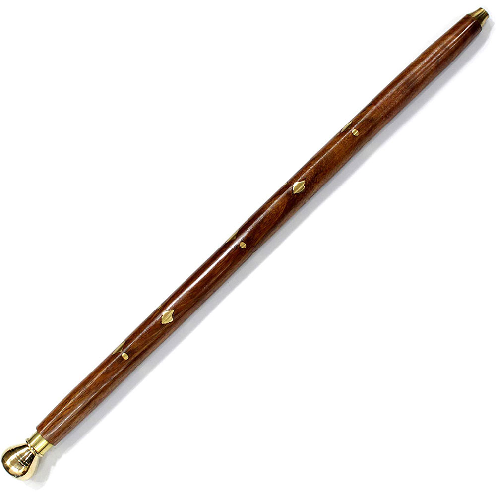 Handcrafted Walking Rule Swagger Wooden Stick with Brass Inlay Design