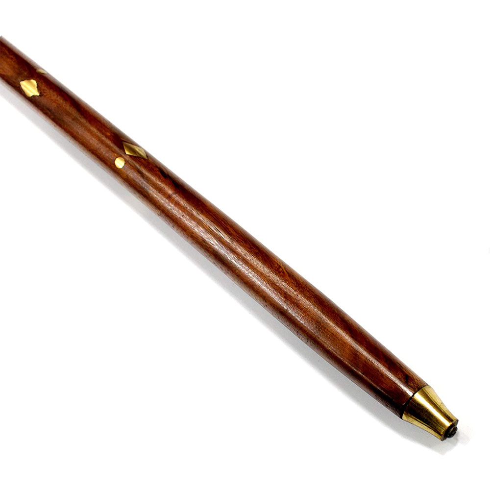 Handcrafted Black Walking Rule Swagger Wooden Stick with Brass Inlay Design 24inch - Image 5
