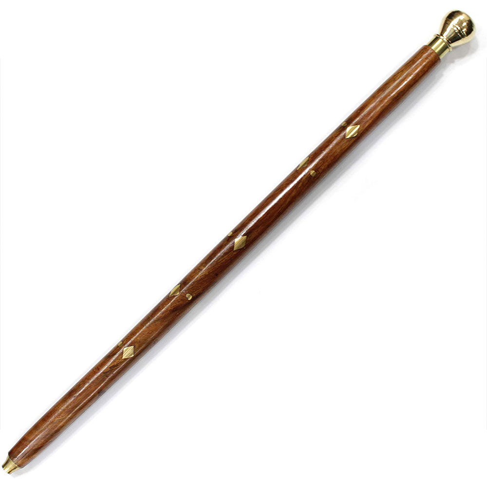 Handcrafted Black Walking Rule Swagger Wooden Stick with Brass Inlay Design 24inch - Image 6