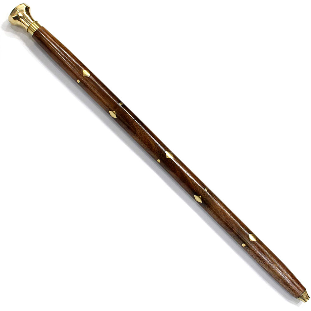 Handcrafted Black Walking Rule Swagger Wooden Stick with Brass Inlay Design 24inch - Image 7