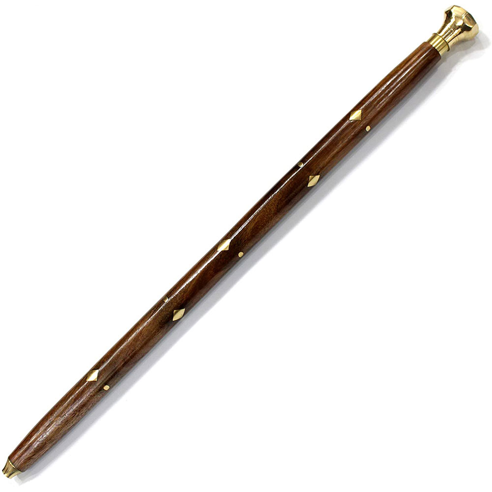 Handcrafted Black Walking Rule Swagger Wooden Stick with Brass Inlay Design 24inch - Image 8