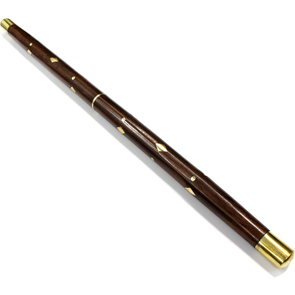 Handcrafted Walking Rule Swagger Wooden Stick with Brass Inlay Design - Image 5