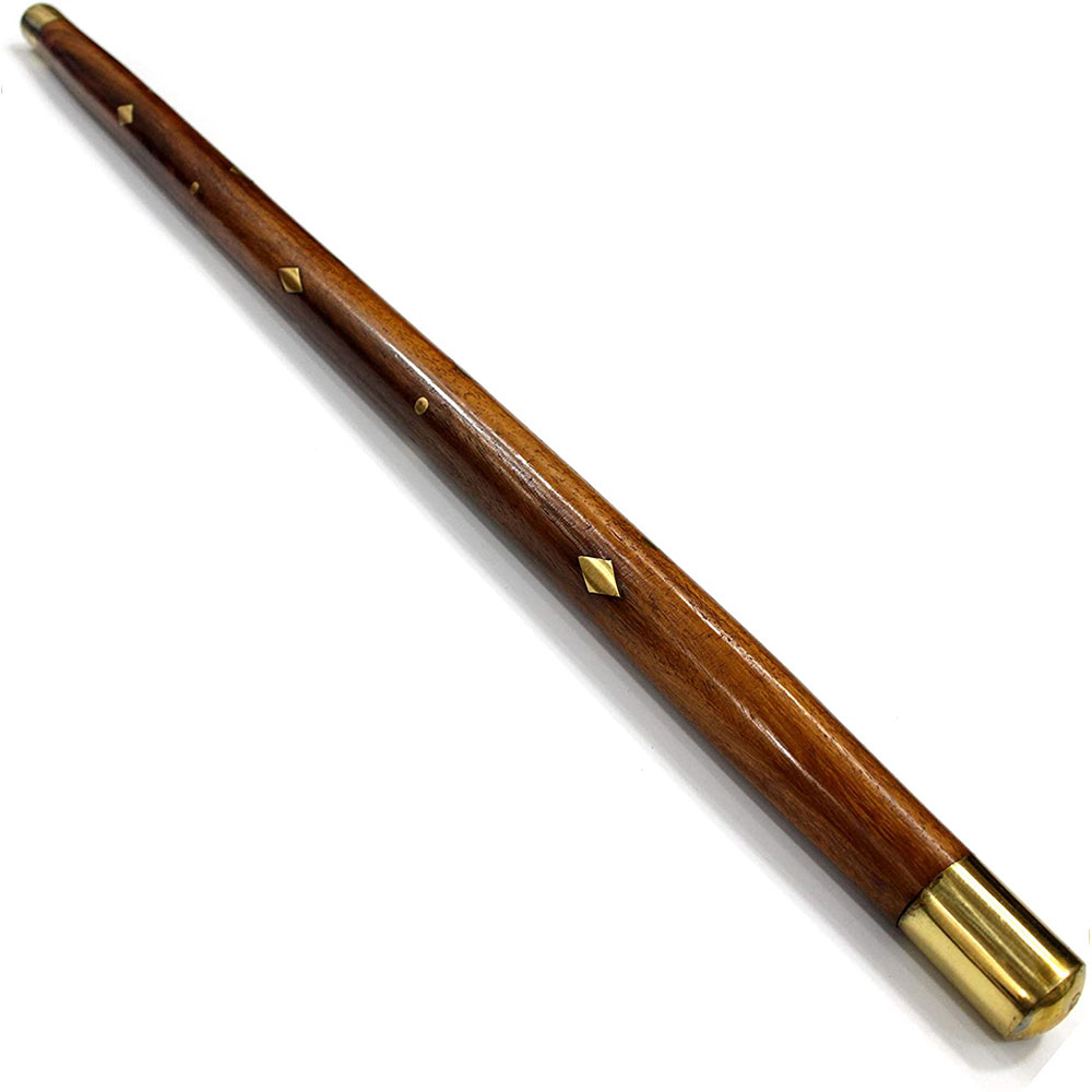 Handcrafted Walking Rule Swagger Wooden Stick with Brass Inlay Design - Image 6