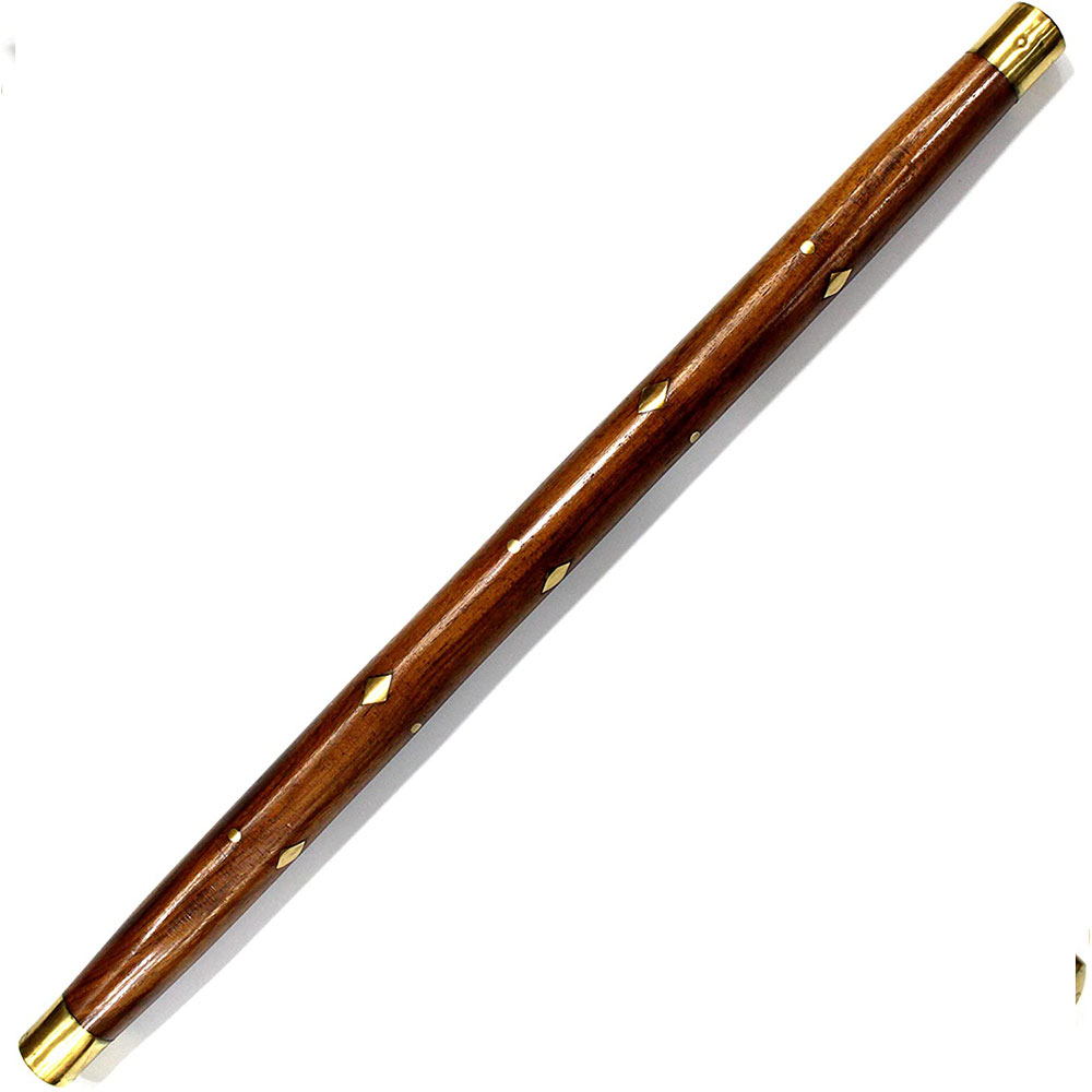 Handcrafted Walking Rule Swagger Wooden Stick with Brass Inlay Design - Image 7