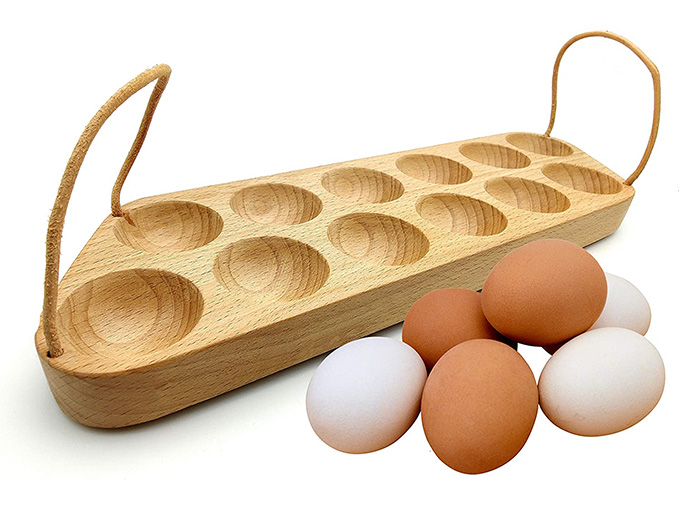 Handmade Egg Tray - Wooden Egg Holder For 12 Eggs Usable in Kitchen Refrigerator