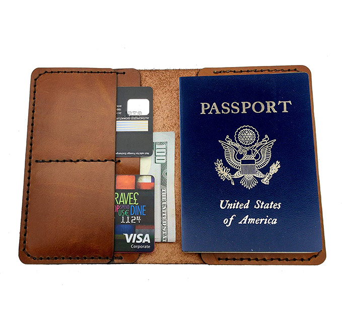 Genuine Full Grain Leather Passport Cover Field Wallet, Passport Case