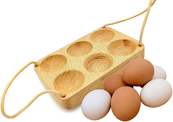Handmade 6 Egg Tray - Wooden Egg Holder Usable in Kitchen Refrigerator