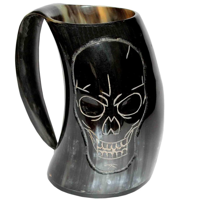VIKING DRINKING HORN MUG Handcrafted Ox Cup Goblet - Drink Mead & Beer Like Game of Thrones