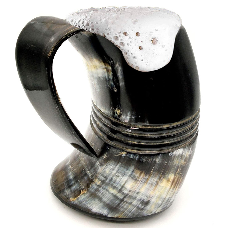 VIKING DRINKING HORN MUG Handcrafted Ox Cup Goblet - Drink Mead & Beer Like Game of Thrones