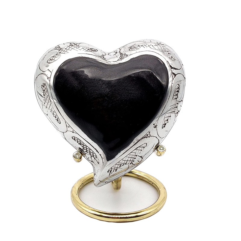 Gray Heart Keepsake Urn - Mini Ash Urn Small Handcrafted Cremation Urn for Ashes Tribute to Loved
