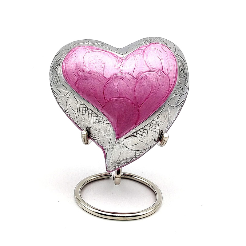 Pink Heart Keepsake Urn - Mini Ash Urn Small Handcrafted Cremation Urn for Ashes